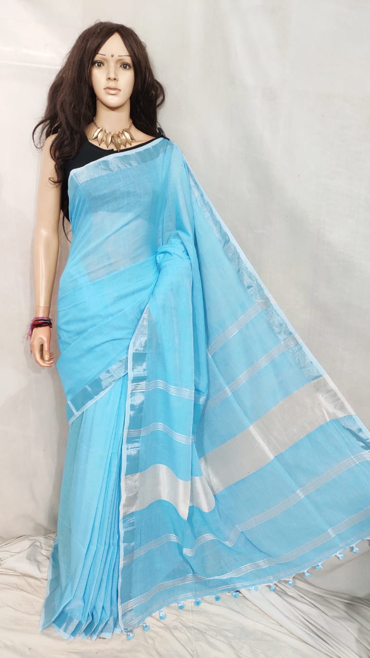 Sky Blue Saree Plain Delicate Colors Clc cet edu