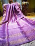 Purple Linen Check Sarees