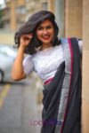 Stunning Black handwoven Linen Saree