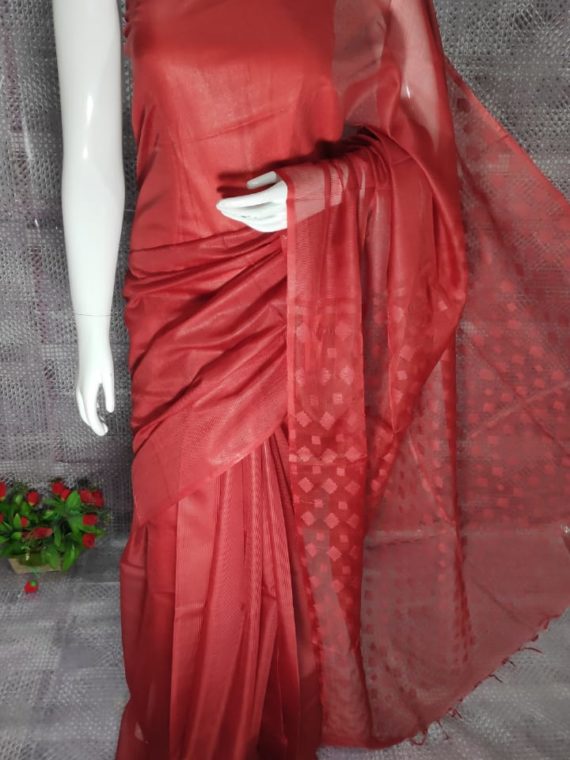 Brick Red Kota Silk Saree