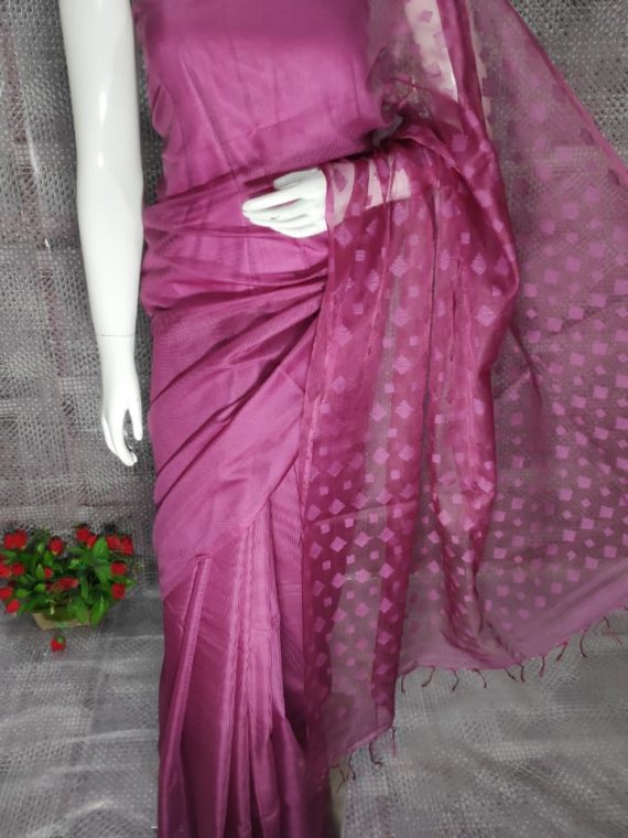 Burgundy Kota Silk Saree