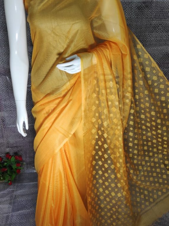 Golden Yellow Kota Silk Saree