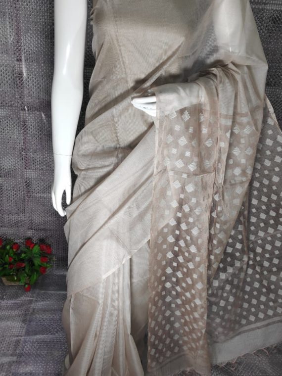 Grey Kota Silk Saree