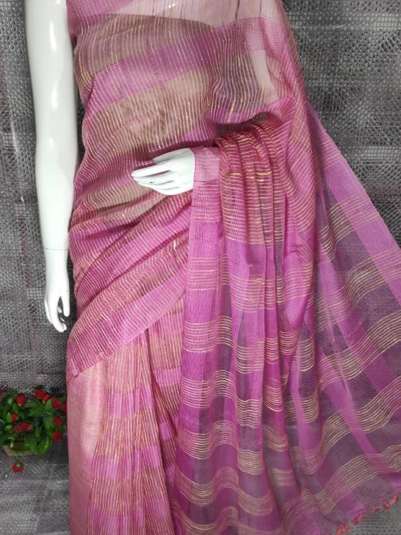 Light Pink Jute Kota Silk Saree