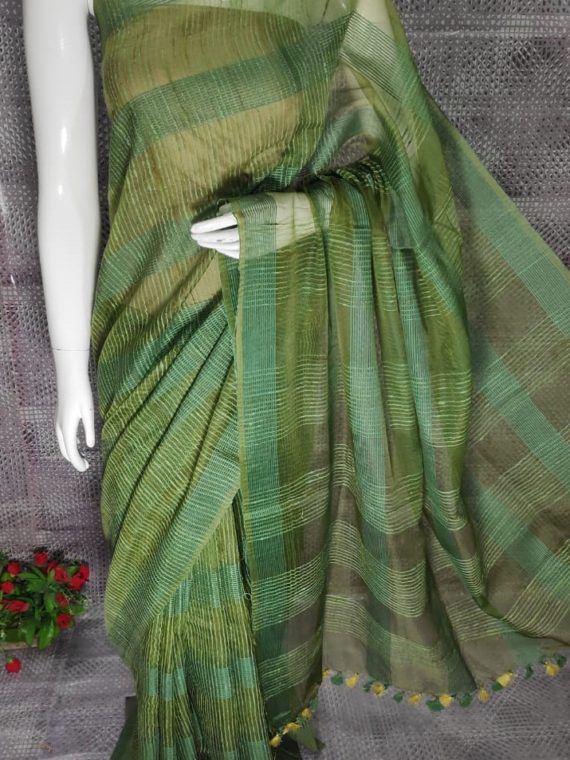 Mehendi Green Jute Kota Silk Saree