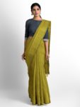 Mehendi Green plain khadi Cotton Saree