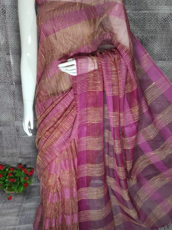 Purple Jute Kota Silk Saree