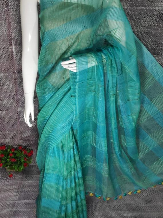 Sea Green Jute Kota Silk Saree