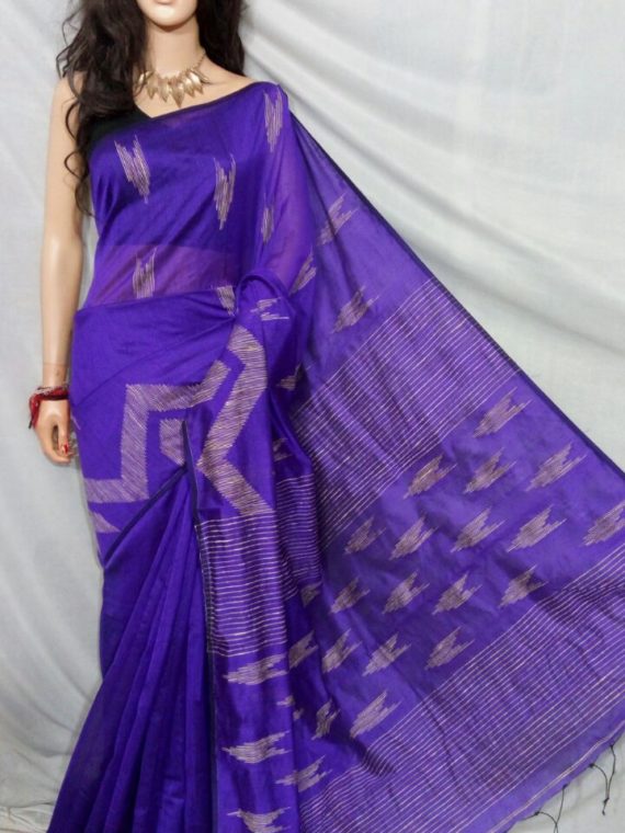 Voilet with Zig Zag Design Cotton Silk Saree