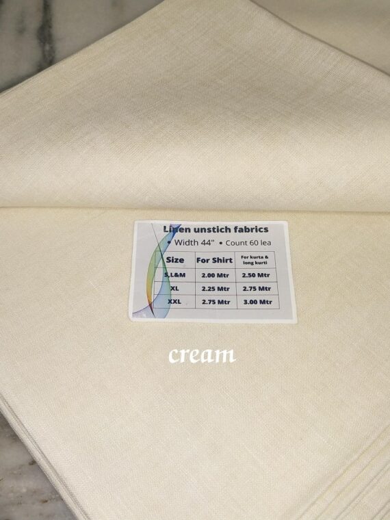 Cream Linen Unstitched Fabric for Shirts Kurtas Tops