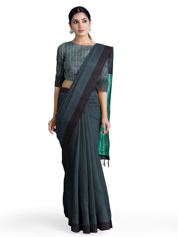 Formal Charming Blackish Brown Tussar Staple Saree with Giccha Pallu -  Loomfolks