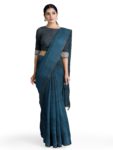 blue khadi saree