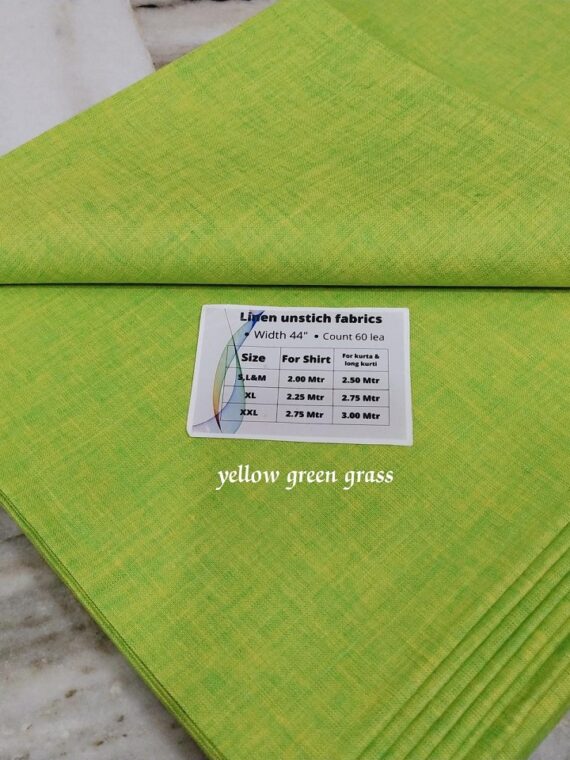 Grass Green Linen Unstitched Fabric for Shirts Kurtas Tops