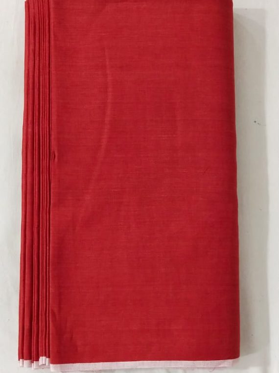 Red plain Linen Fabric by meter