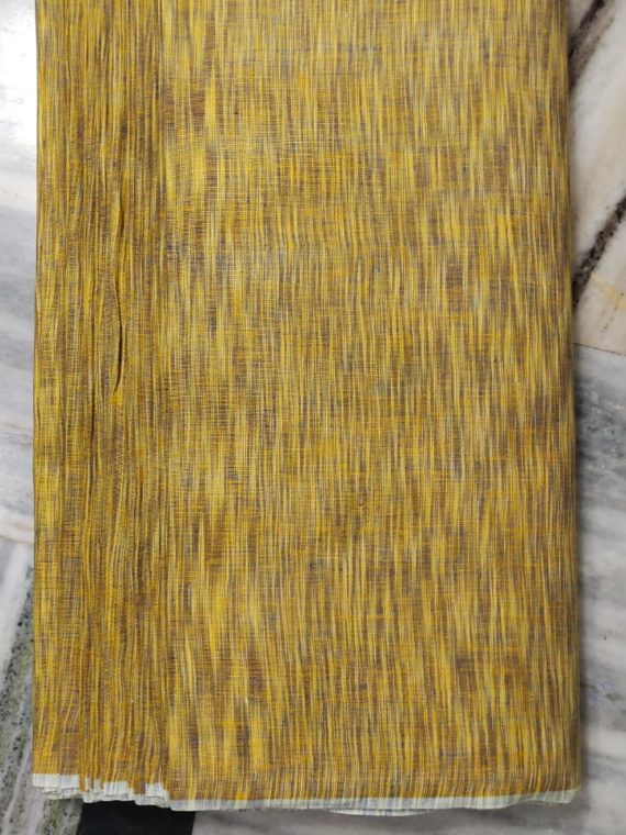 Yellow Brown Yarn Dye Linen Fabric by Meter