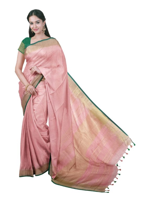 loomfolks__lot1loomfolk_Babypinklinensareewithgreenblouse__silk_set3_pujitha_front__2020-1-6-18-4-42__3072X4096