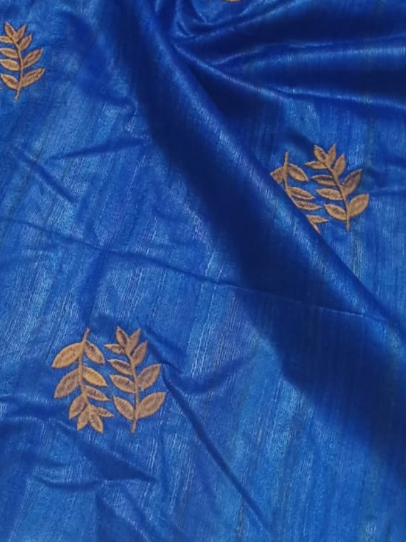 BlueTussarGicchaEmbroiderySaree