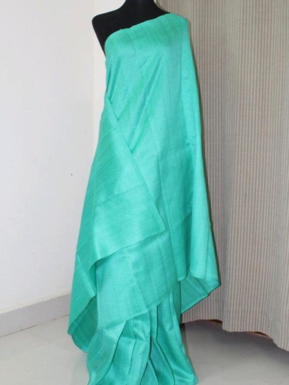 Alluring Sea Green Pain Tussar Raw Silk Saree