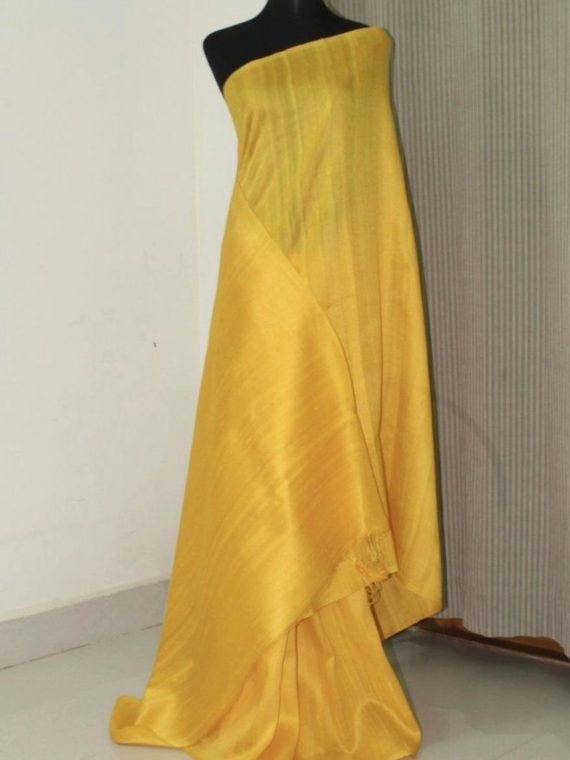 Divine Yellow Pain Tussar Raw Silk Saree