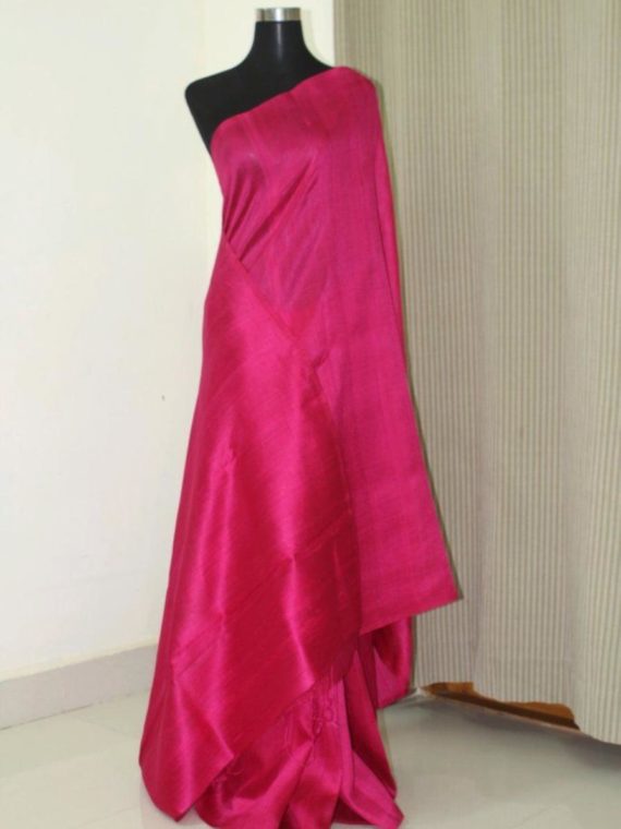 Ravishing Dark Pink Pain Tussar Raw Silk Saree