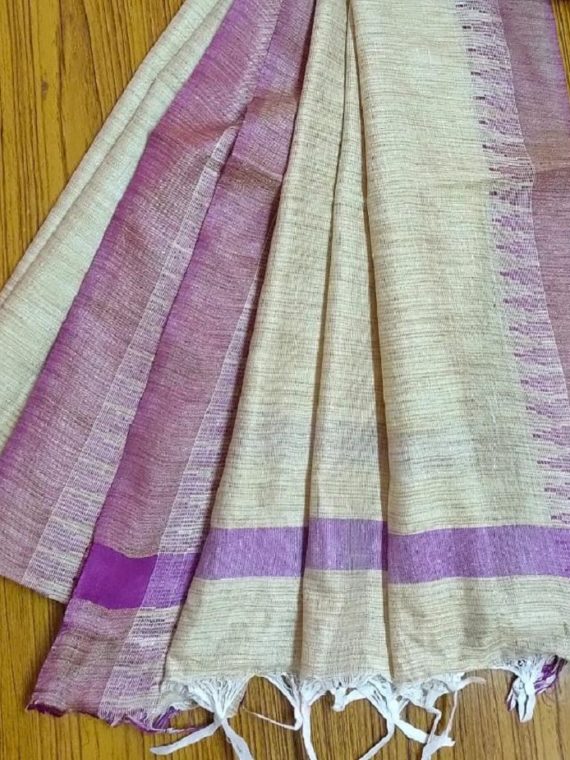 Purple Temple Border Khadi Silk Dupatta_