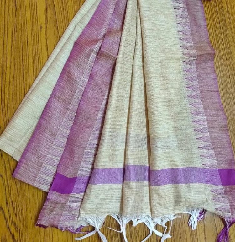 Purple Temple Border Khadi Silk Dupatta_