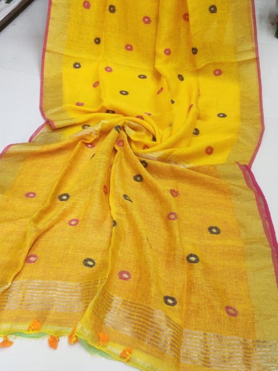 MEENAKARI LINEN SAREES BY LOOMFOLKS