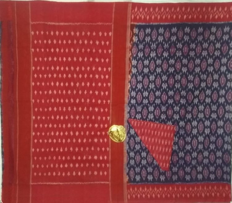 Violet Pochampally Ikkat Cotton Saree With Red Border