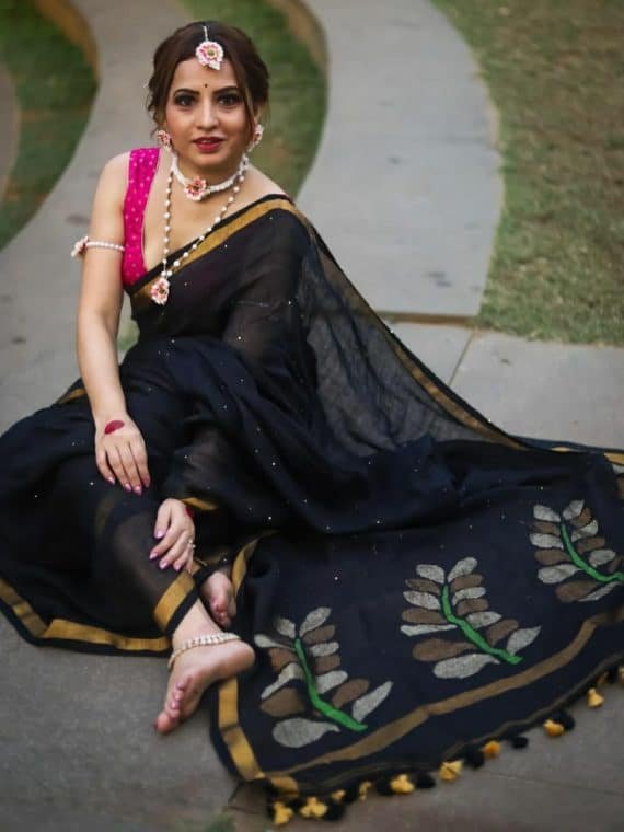 Black sequins saree Black sequins saree