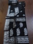 Gorgeous Black Linen Handloom Saree with Banarsi Design