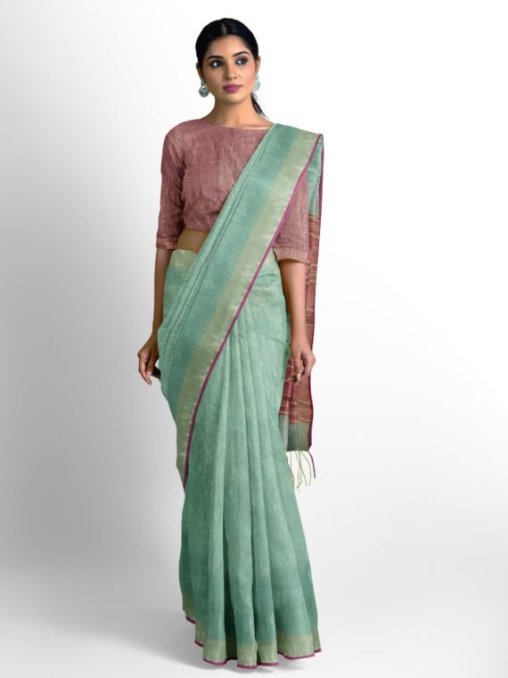 tissue linen saree