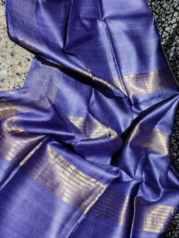 Ravishing Royal Blue Pure Desi Bhagalpuri Tussar Silk Saree