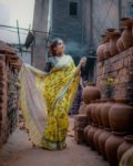 Loomfolks Digital print linen sarees