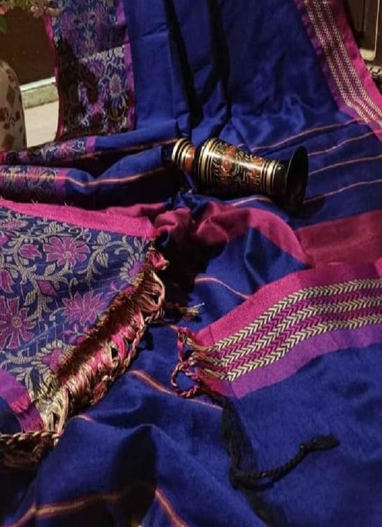 Stunning Blue Begumpuri Design Cotton Saree