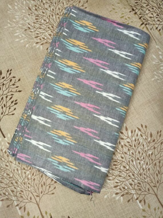 Faded Grey Ikkat Cotton Weave Fabric By Meter