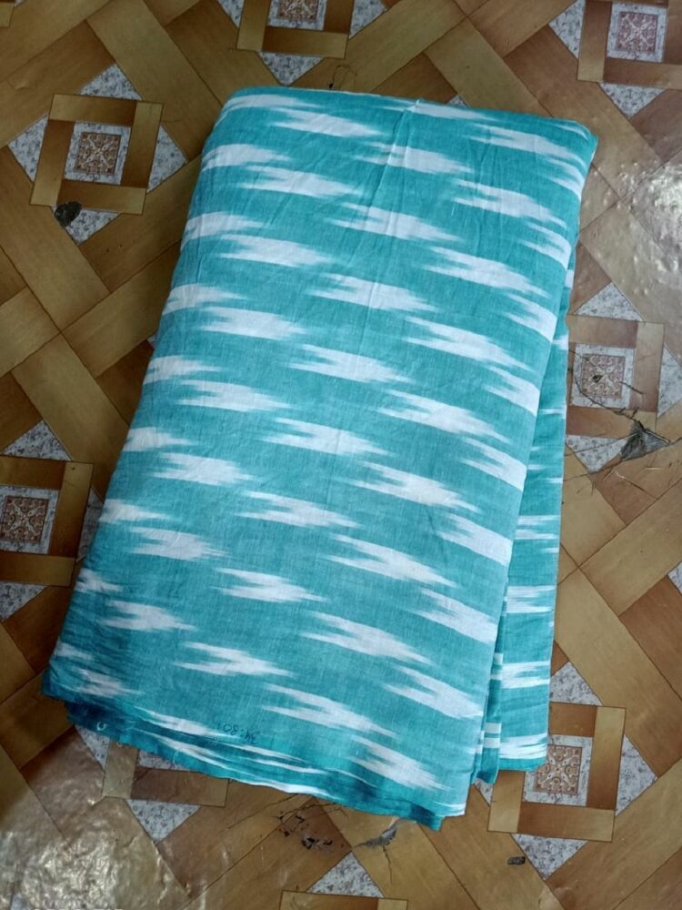 Ocean Blue Ikkat Cotton Weave Fabric By Meter