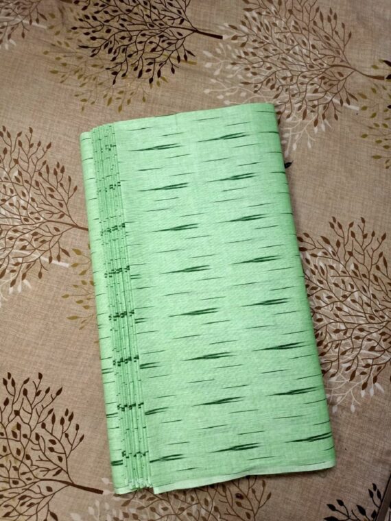 Pista Green Ikkat Cotton Weave Fabric By Meter