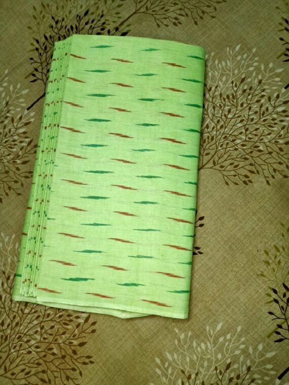 Pleasing Green Ikkat Cotton Weave Fabric By Meter