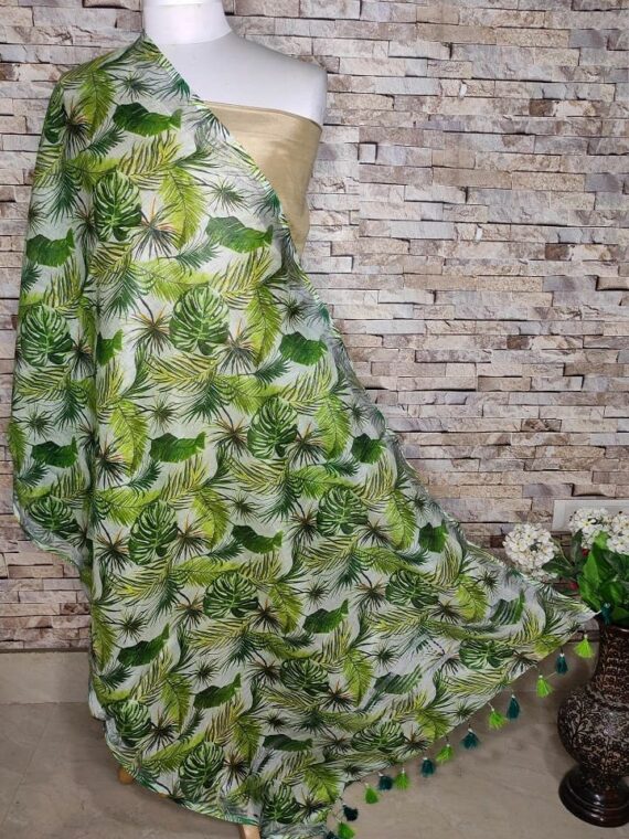 The Hawai Feel Garden Design Digital Print Linen Dupatta