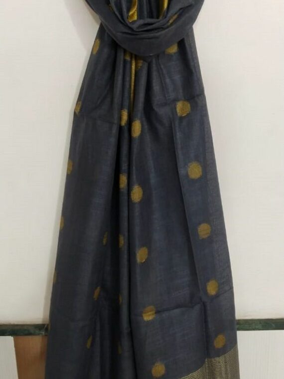 Awesome Dark Grey Ball Butti Linen Dupatta