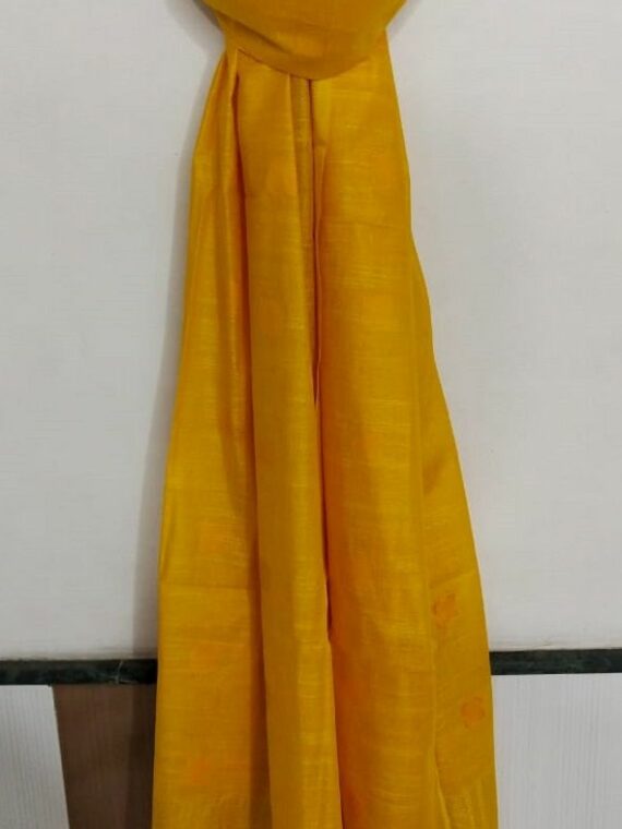 Bright Yellow Ball Butti Linen Dupatta