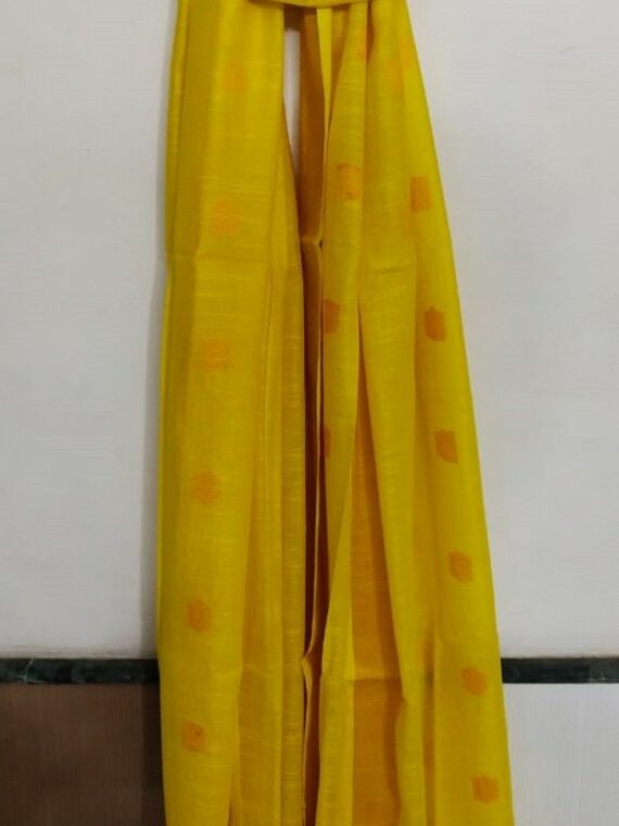 Divine Yellow Ball Butti Linen Dupatta