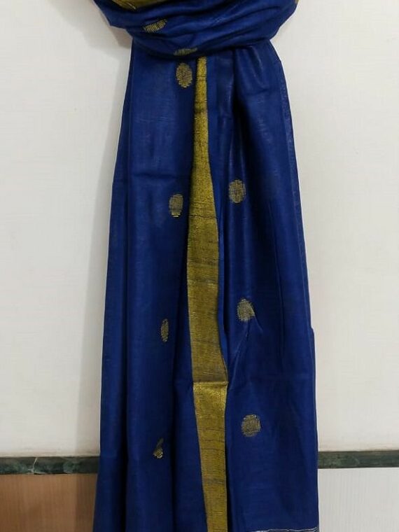 Georgeous Dark Blue Ball Butti Linen Dupatta