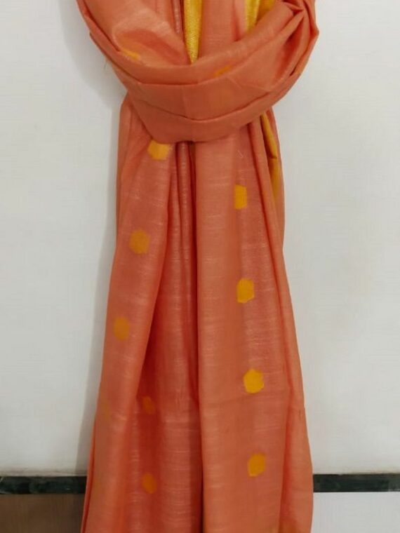 Peaceful Peach Ball Butti Linen Dupatta