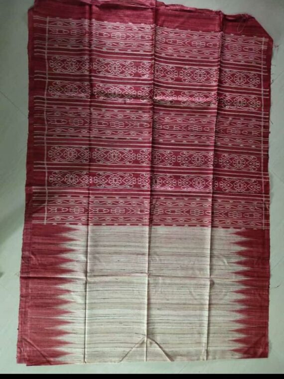 Pink Tussar Giccha Temple Border Print Saree