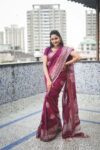 Purple Linen Handloom Saree