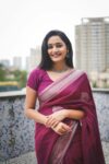 Splendid Wine Purple Linen Handloom Saree With Banarasi Design