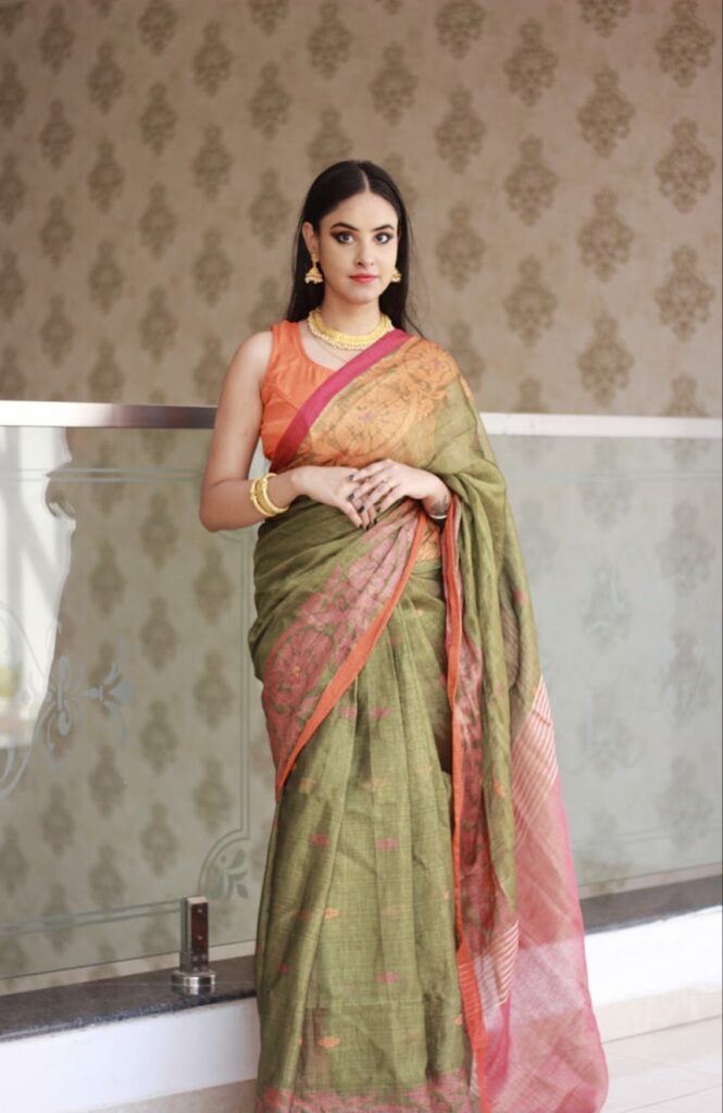 Handloom Tissue Linen Saree