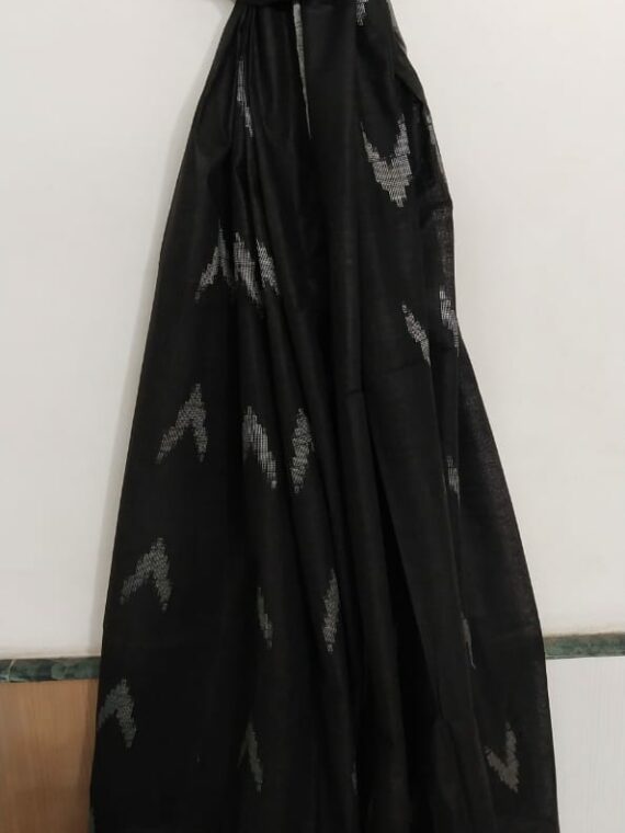 Black Cotton Dupatta With Arrow Butti Design