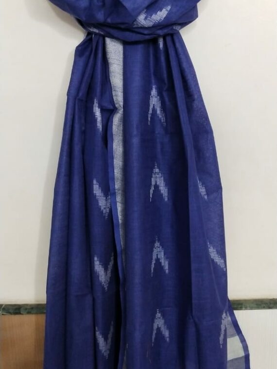 Dark Blue Cotton Dupatta With Arrow Butti Design